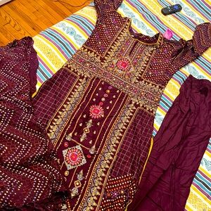 Embroidered Maroon Salwar Suit